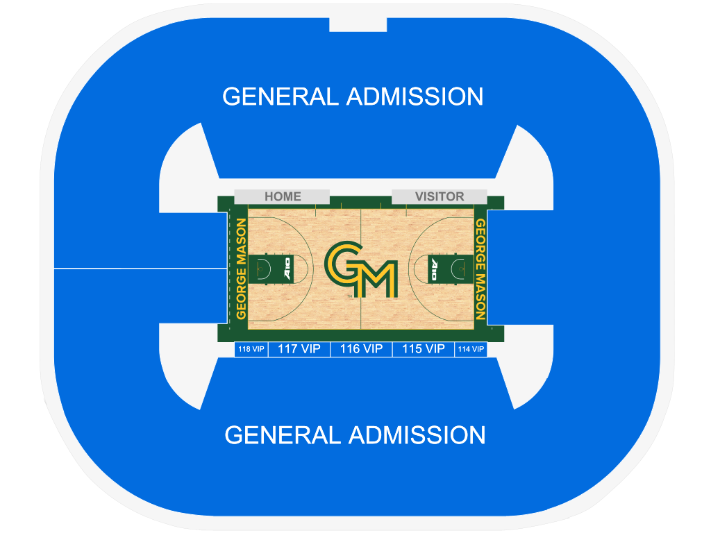 Venue seating chart for George Mason University Patriots Womens Basketball for reference only