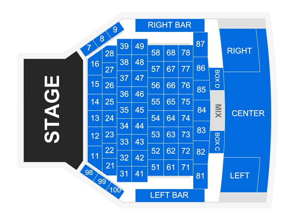 Venue seating chart for Dru Hill for reference only