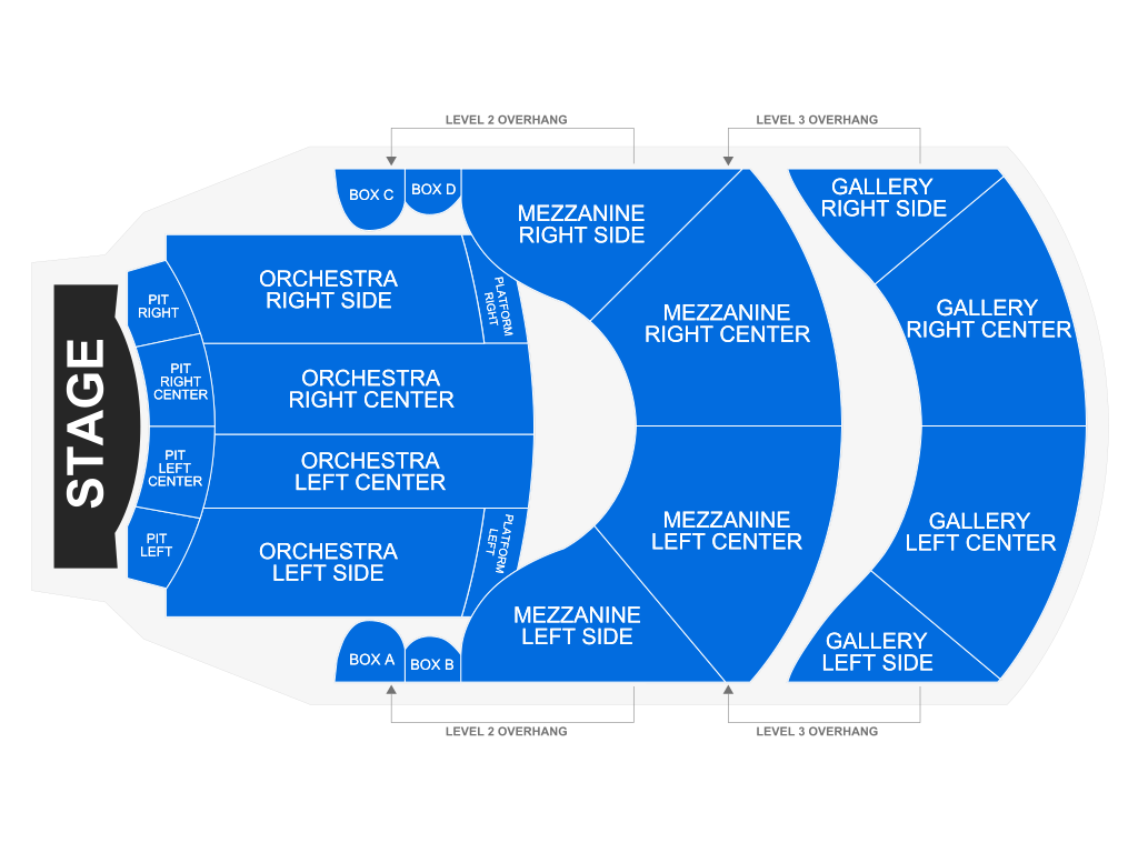 Venue seating chart for A Christmas Carol for reference only