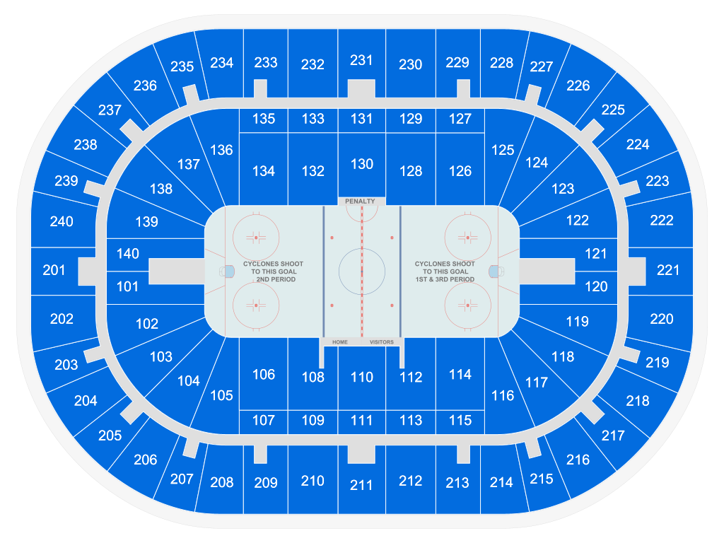 Venue seating chart for Cincinnati Cyclones for reference only
