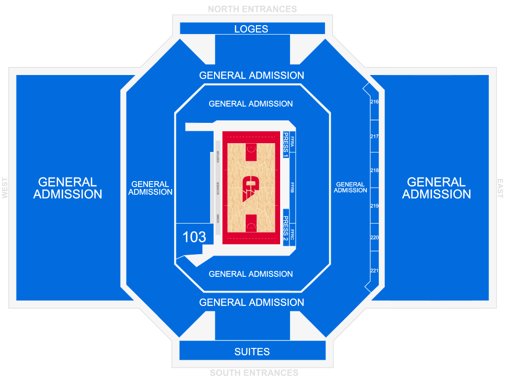 Venue seating chart for Dayton Flyers Women's Basketball for reference only
