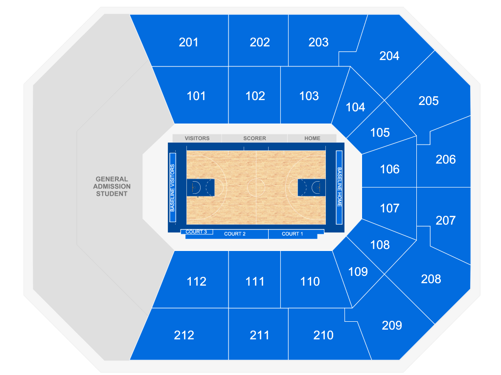 Venue seating chart for Northern Kentucky Norse Mens Basketball for reference only