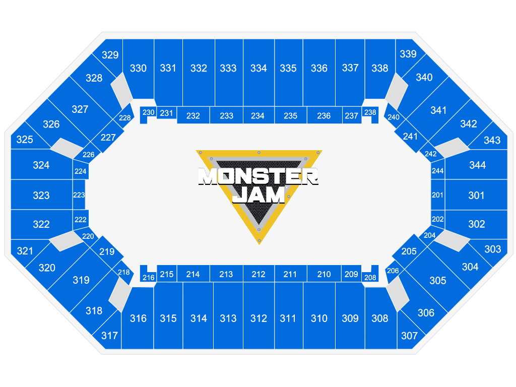 Venue seating chart for Monster Jam for reference only