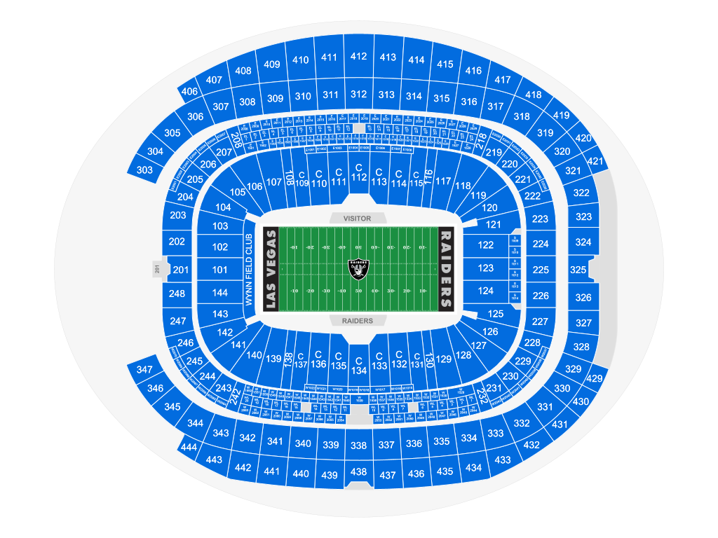 Venue seating chart for Las Vegas Raiders for reference only