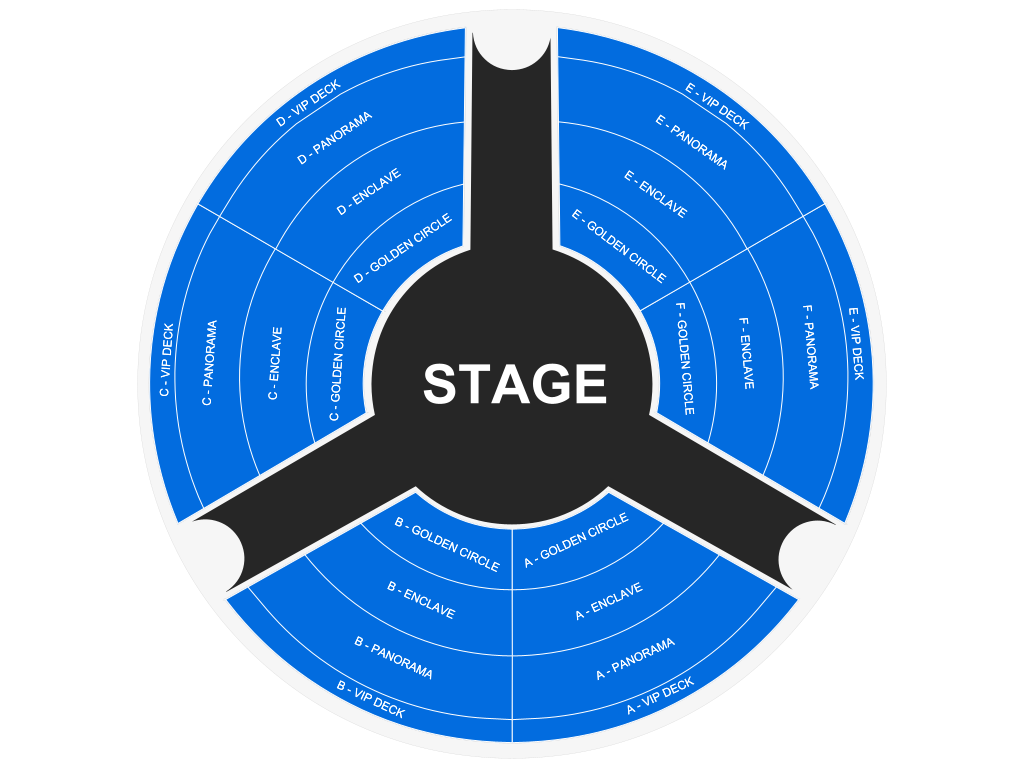Venue seating chart for Awakening for reference only