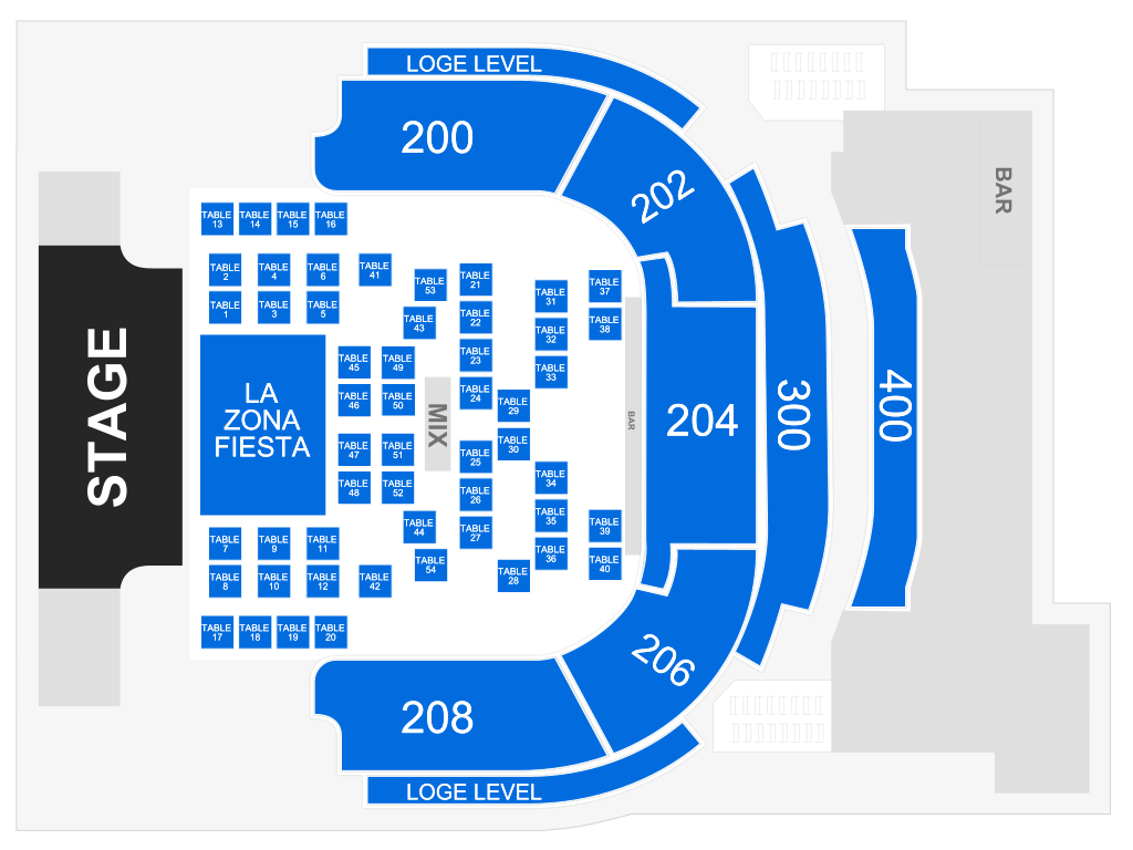 Venue seating chart for Santana for reference only