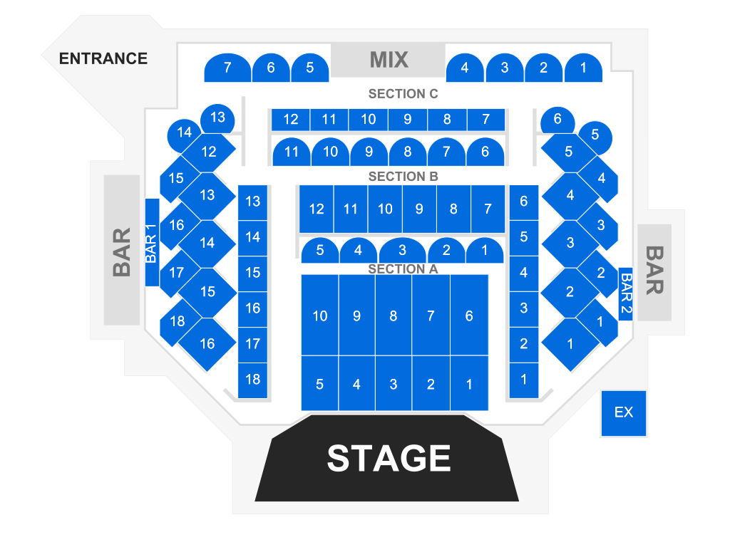 Venue seating chart for The Bronx Wanderers for reference only