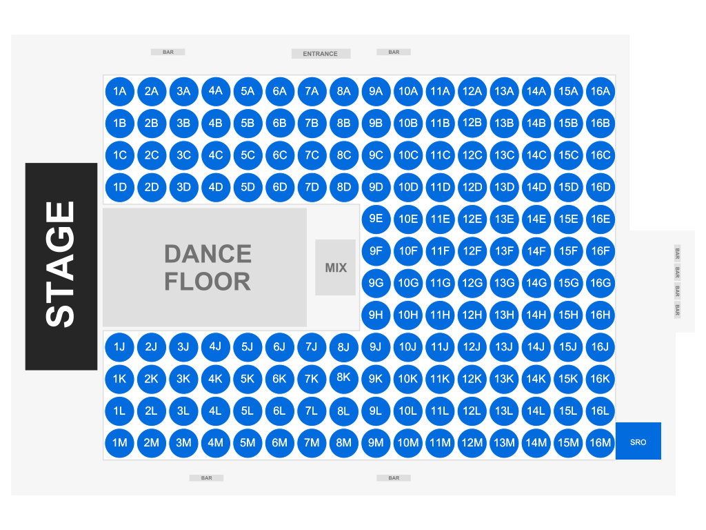 Venue seating chart for Spazmatics - Las Vegas for reference only