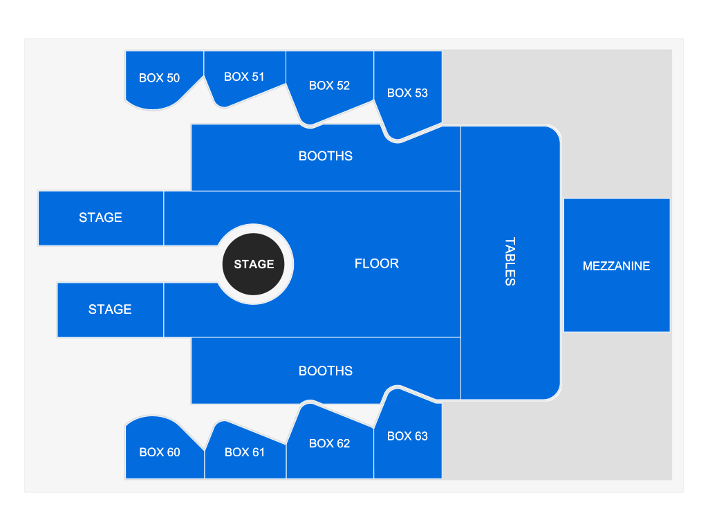 Venue seating chart for Atomic Saloon Show for reference only