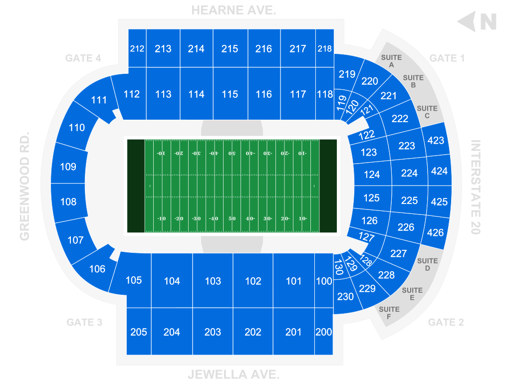 Venue seating chart for Independence Bowl for reference only