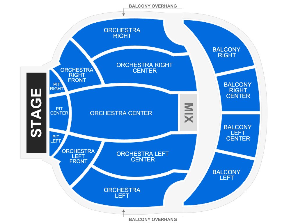 Venue seating chart for The Book of Mormon (Touring) for reference only