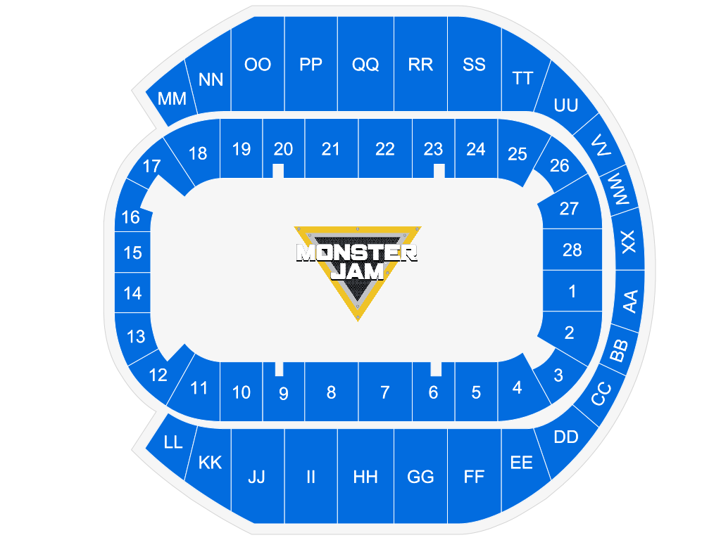 Venue seating chart for Monster Jam for reference only