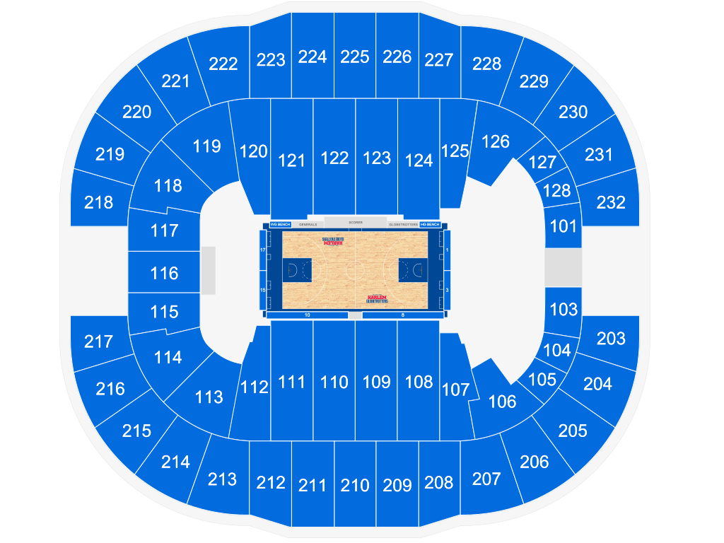 Venue seating chart for Harlem Globetrotters for reference only