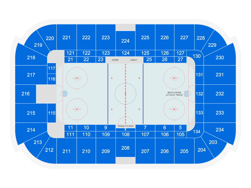 Venue seating chart for Monroe Moccasins for reference only
