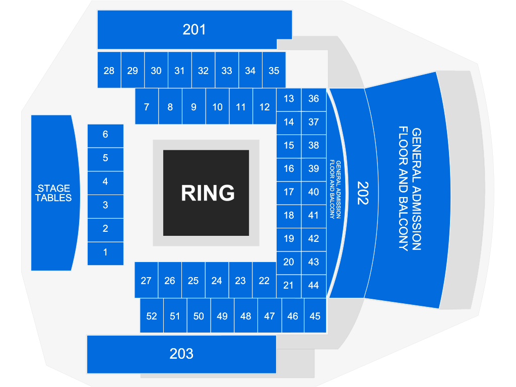 Venue seating chart for Island Fights for reference only