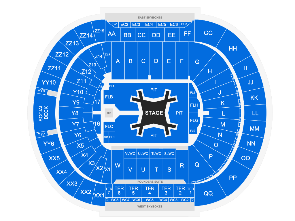 Venue seating chart for Luke Combs for reference only