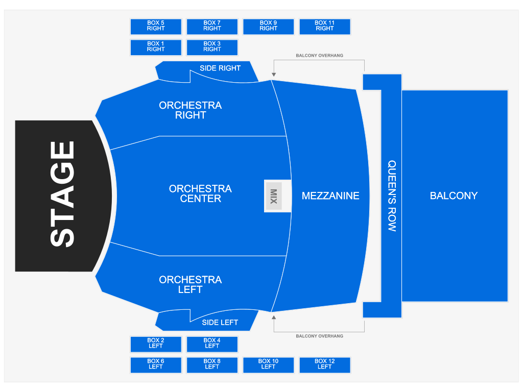Venue seating chart for Sounds of the Holidays for reference only