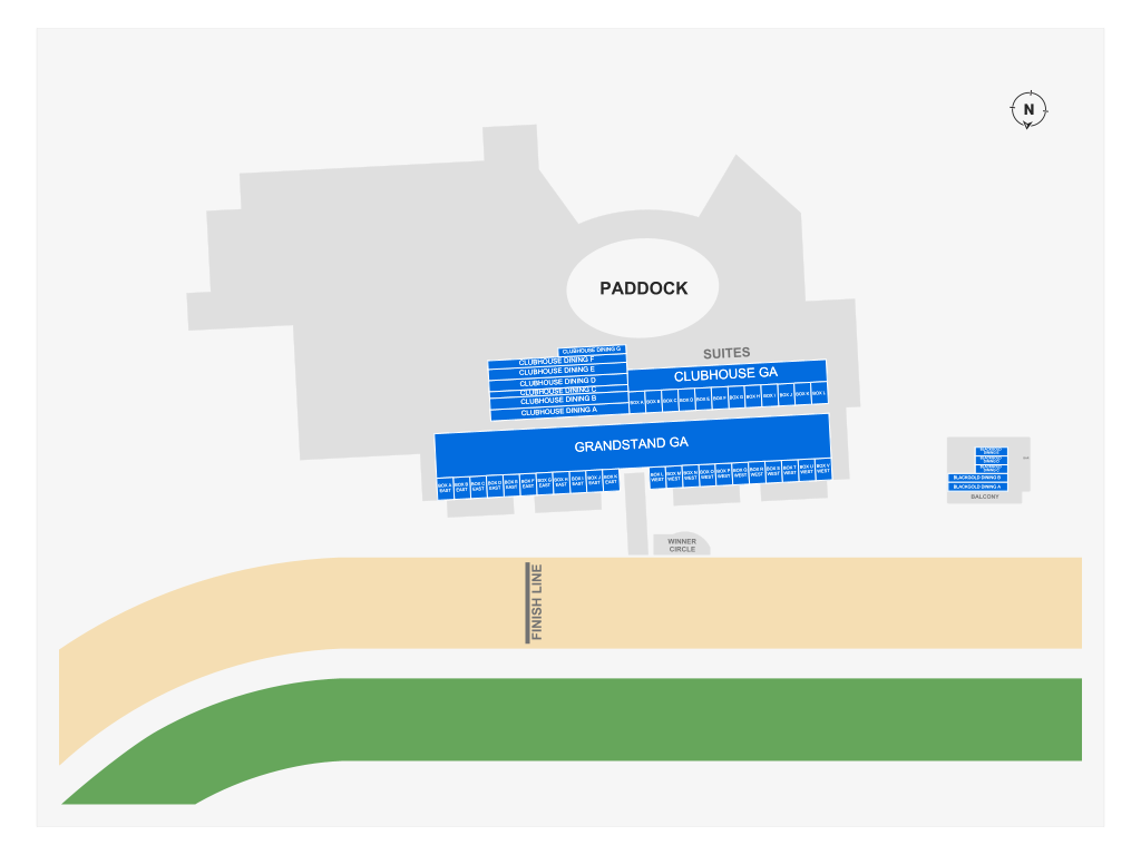 Venue seating chart for Fair Grounds Live Racing for reference only