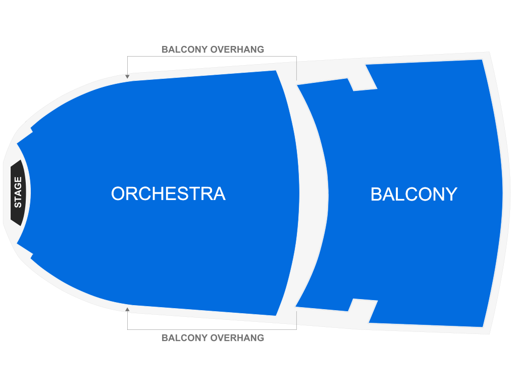 Venue seating chart for Tony Baker & KevOnStage for reference only