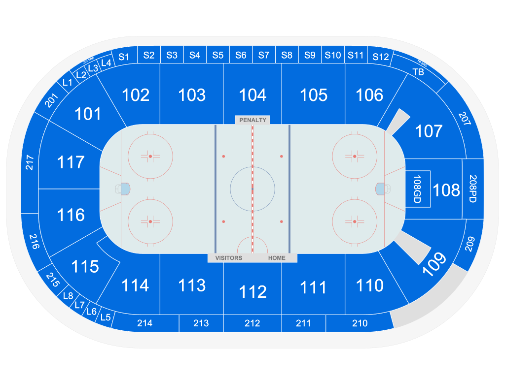 Venue seating chart for San Jose Barracuda for reference only