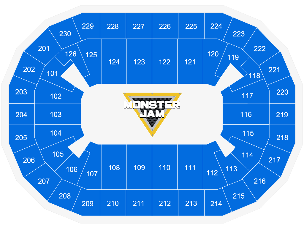 Venue seating chart for Monster Jam for reference only