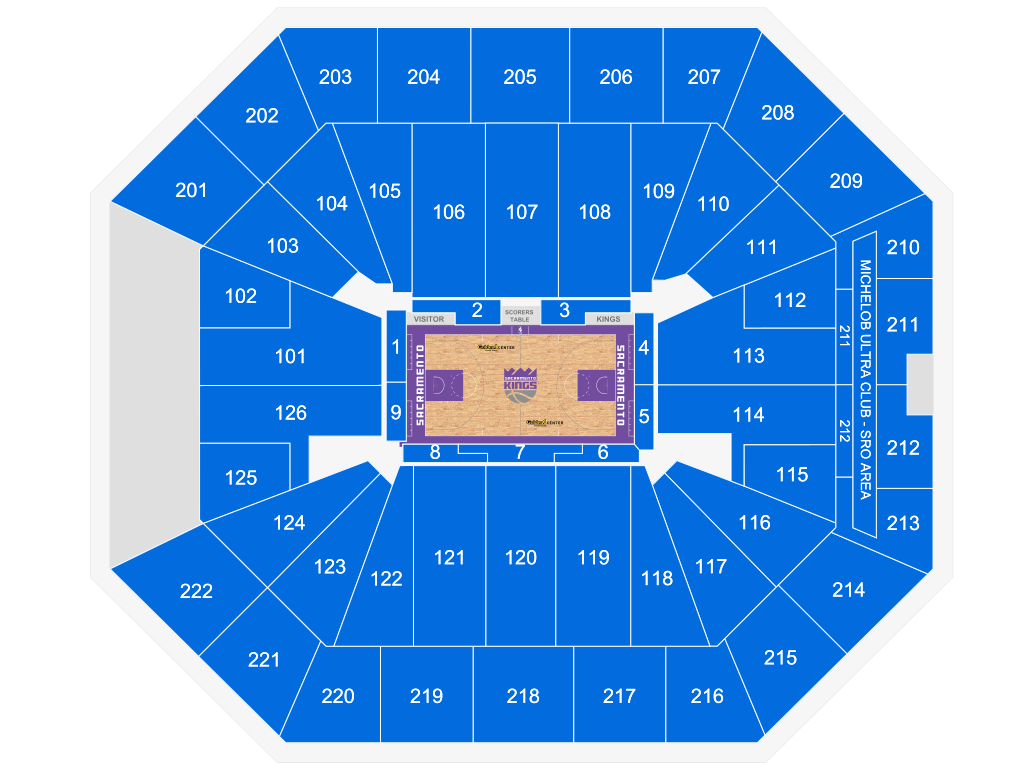 Venue seating chart for Sacramento Kings for reference only