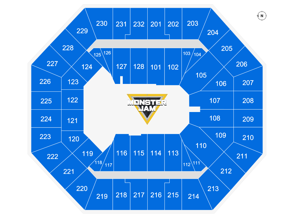 Venue seating chart for Monster Jam for reference only