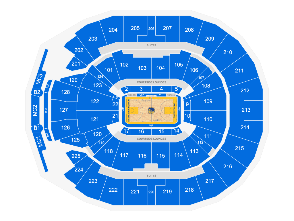 Venue seating chart for Golden State Warriors for reference only