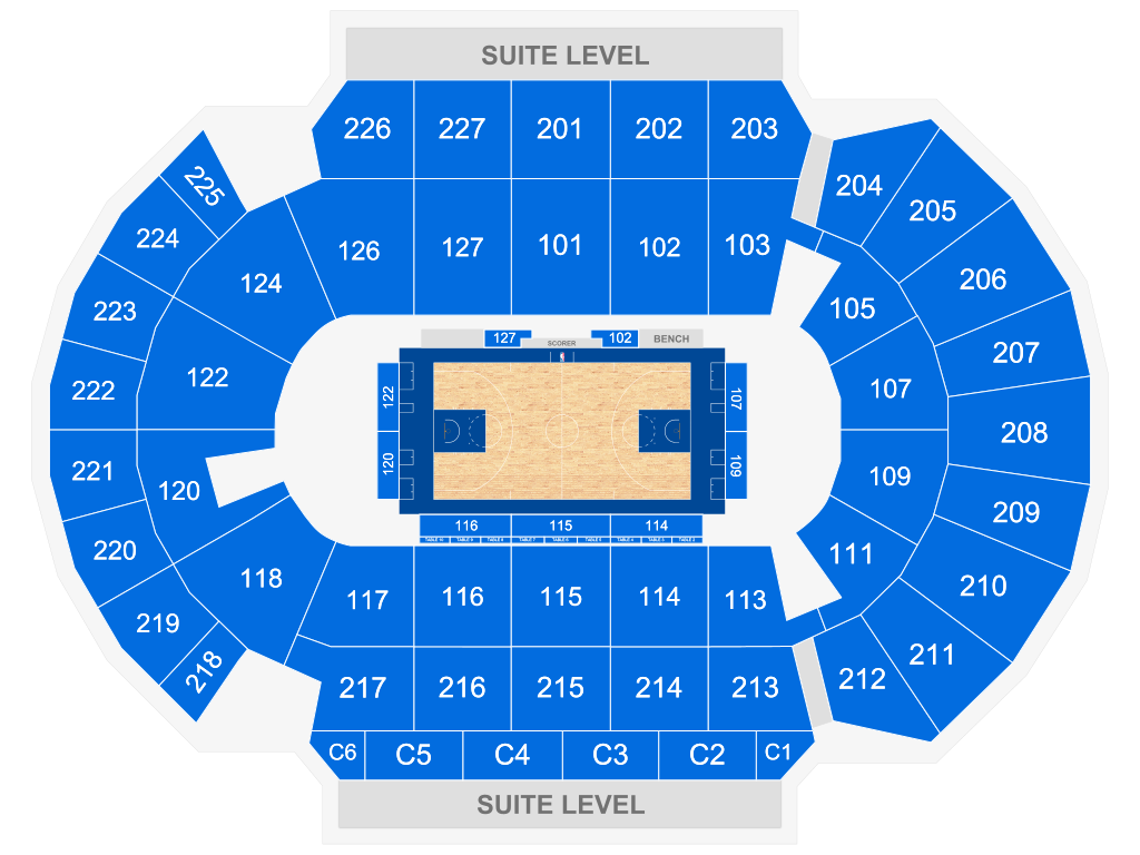 Venue seating chart for Stockton Kings for reference only