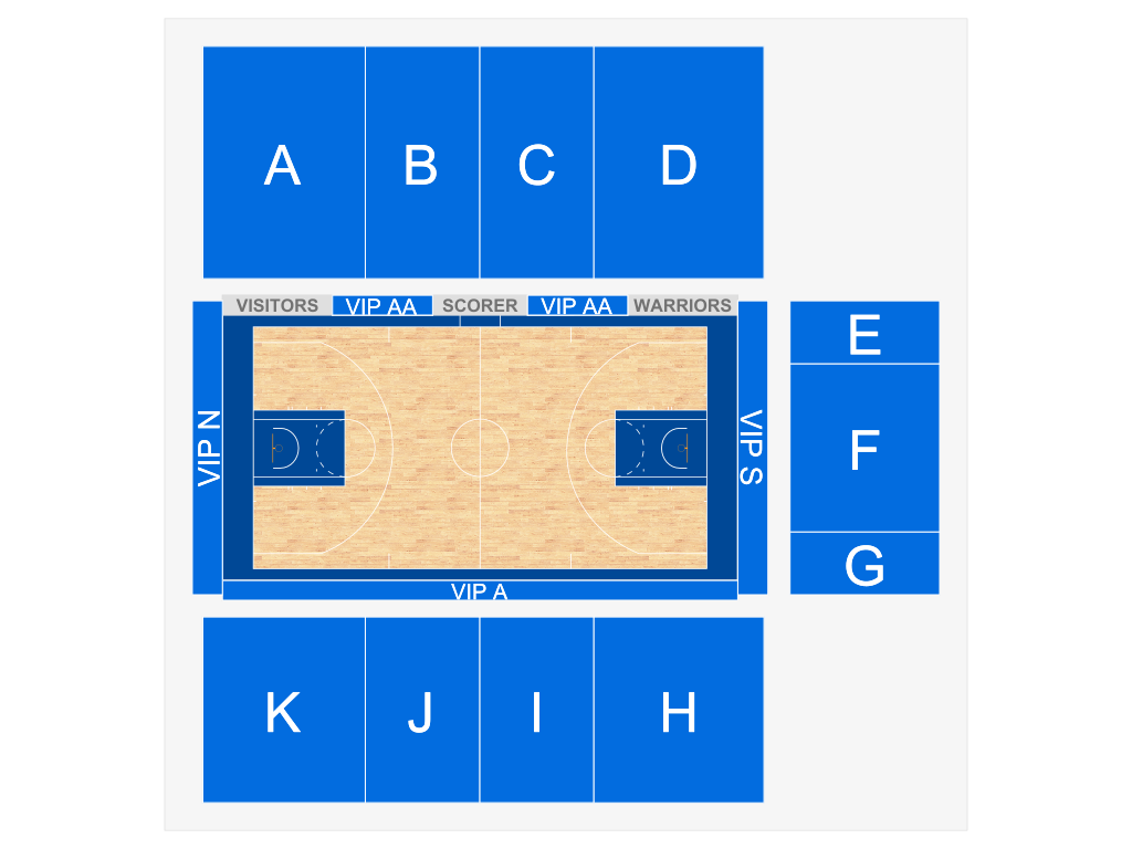 Venue seating chart for Santa Cruz Warriors for reference only