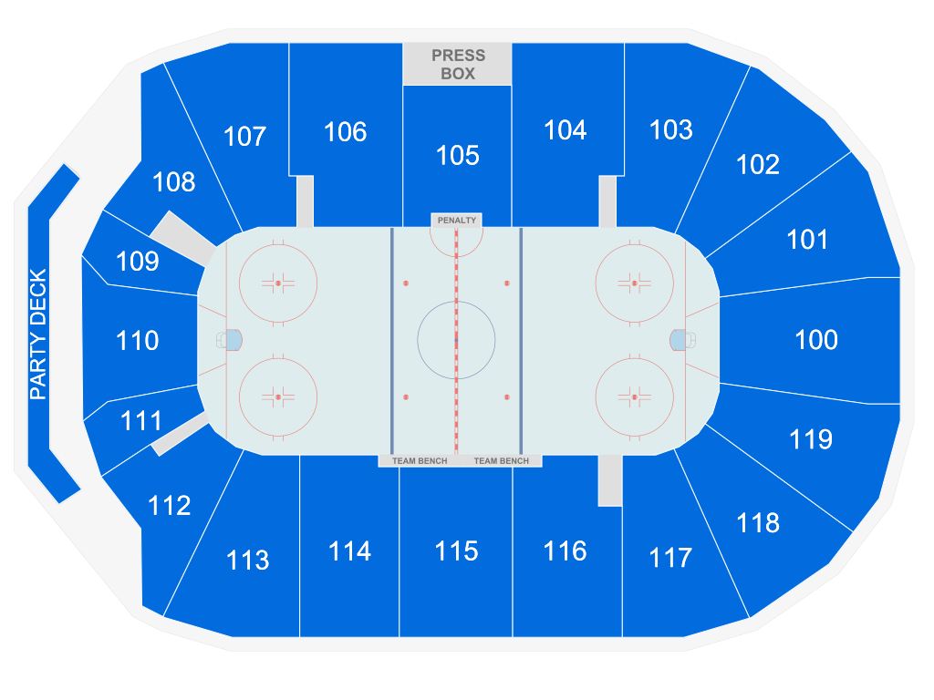 Venue seating chart for Bridgeport Islanders for reference only