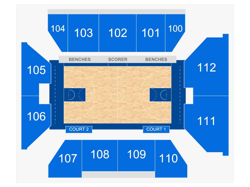 Venue seating chart for Sacred Heart Pioneers Men's Basketball for reference only