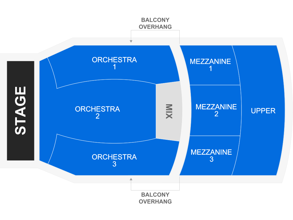 Venue seating chart for NUTCRACKER! Magical Christmas Ballet for reference only