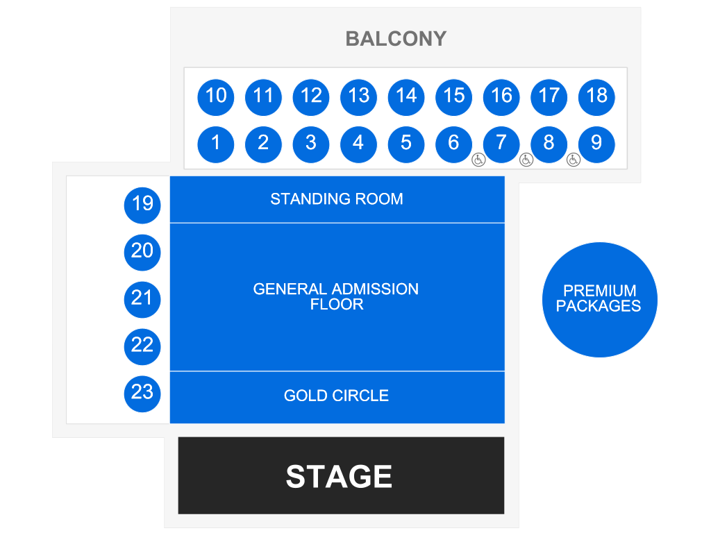 Venue seating chart for Kam Patterson for reference only