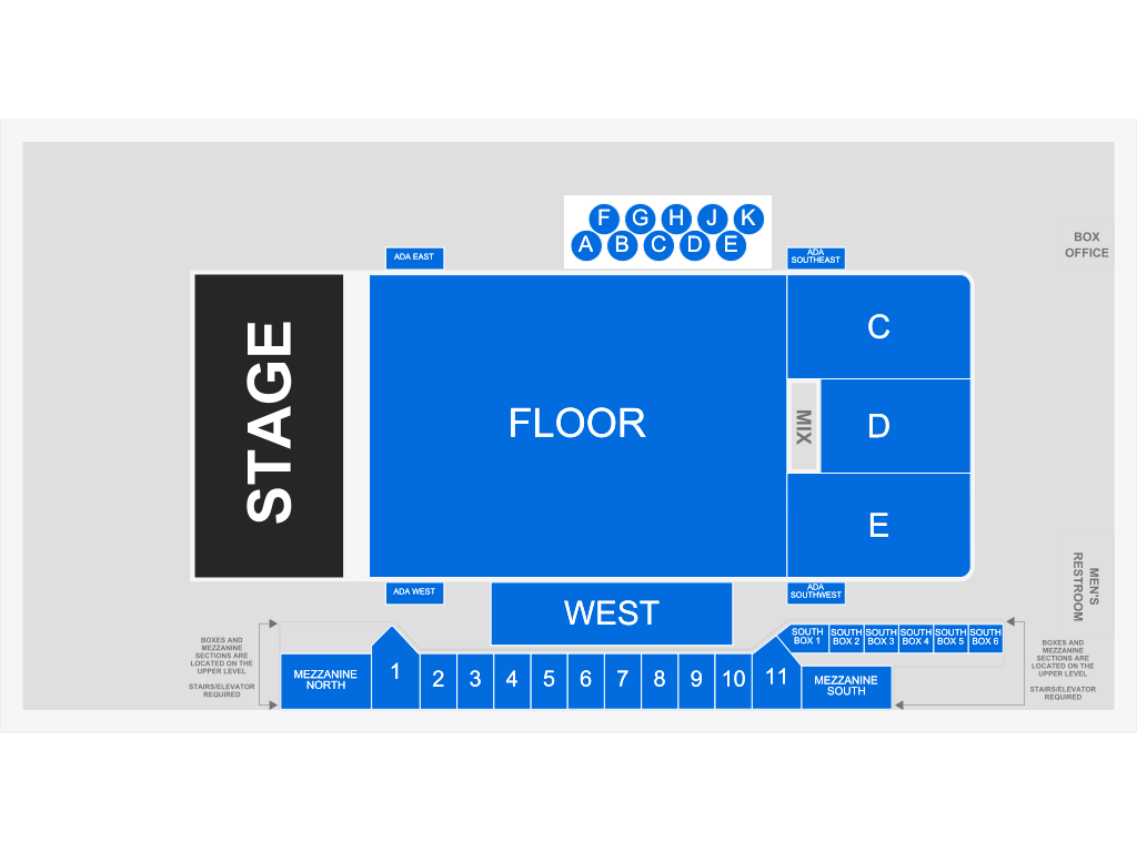 Venue seating chart for Underworld for reference only