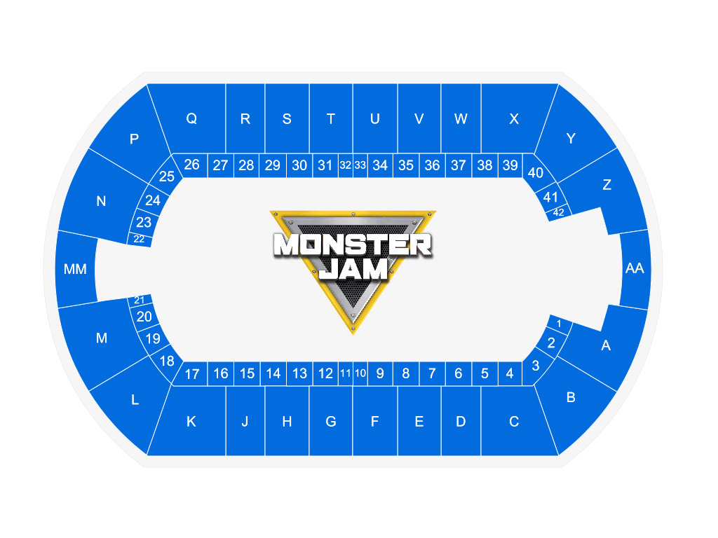 Venue seating chart for Monster Jam for reference only