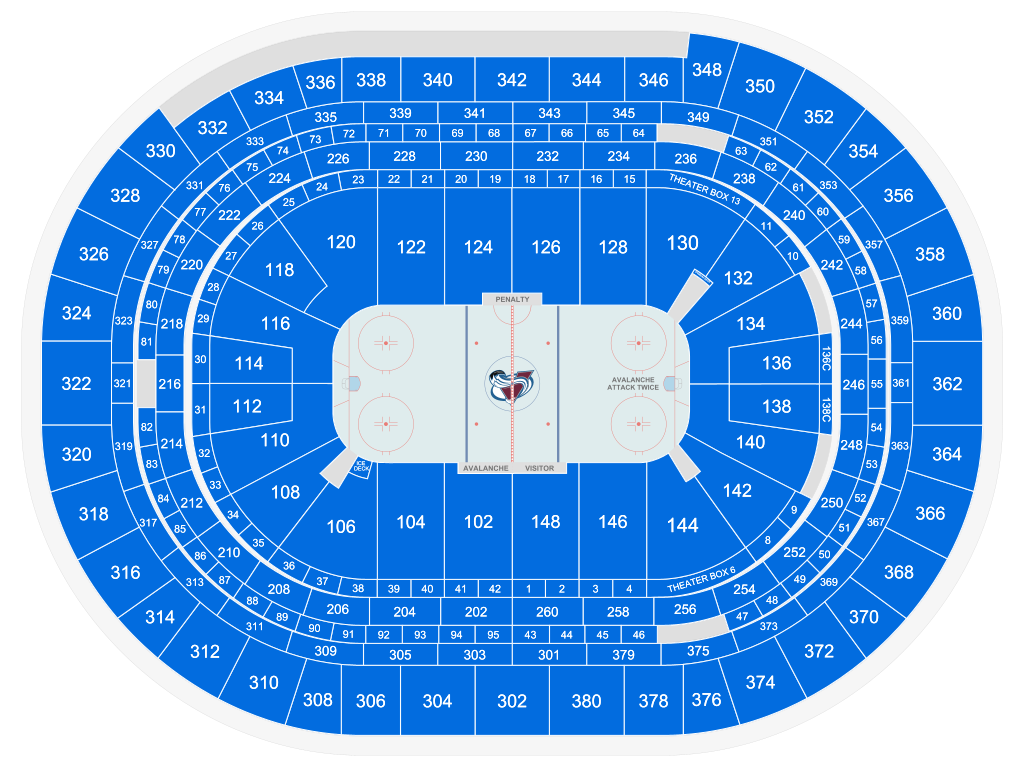 Venue seating chart for Colorado Avalanche for reference only