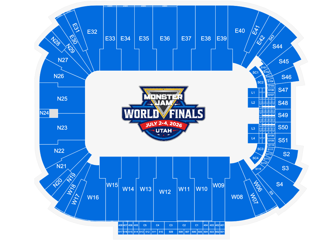 Venue seating chart for Monster Jam World Finals for reference only