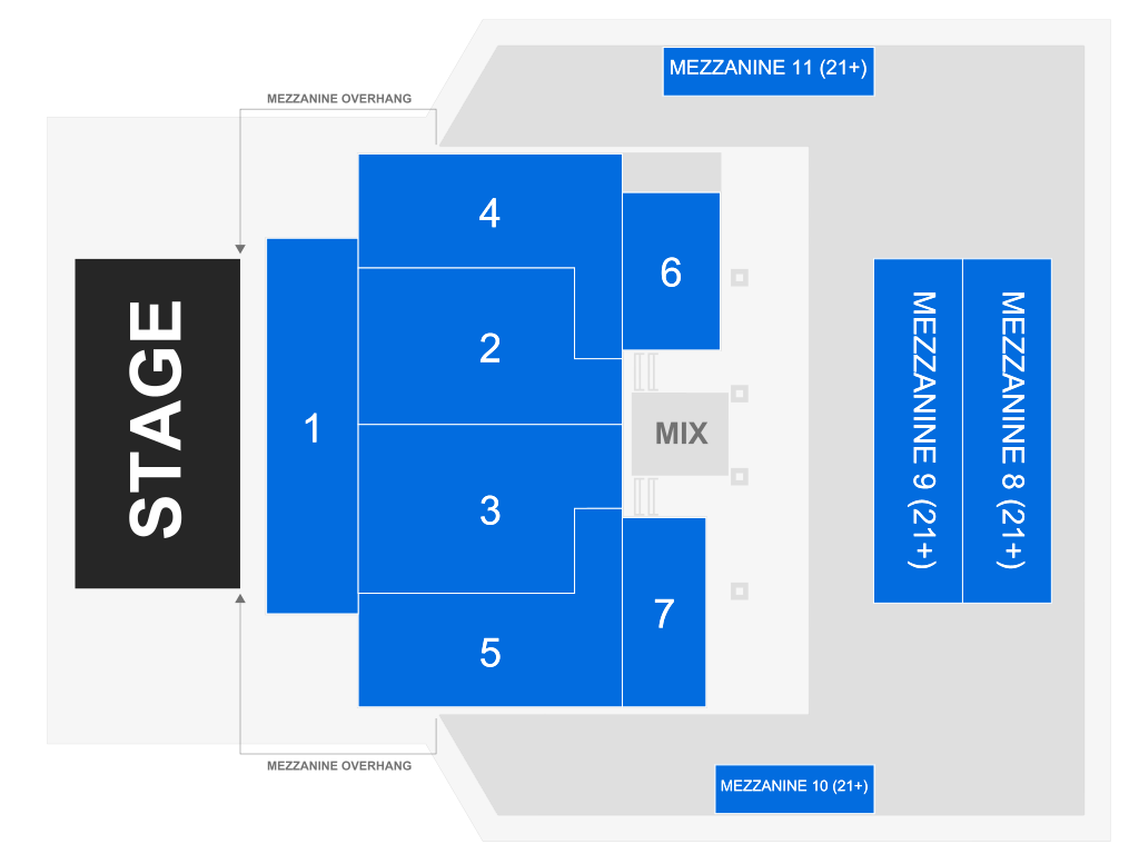 Venue seating chart for Fred Armisen for reference only