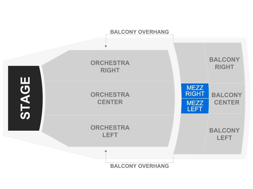 Venue seating chart for Club Seating: Paramount Theatre for reference only