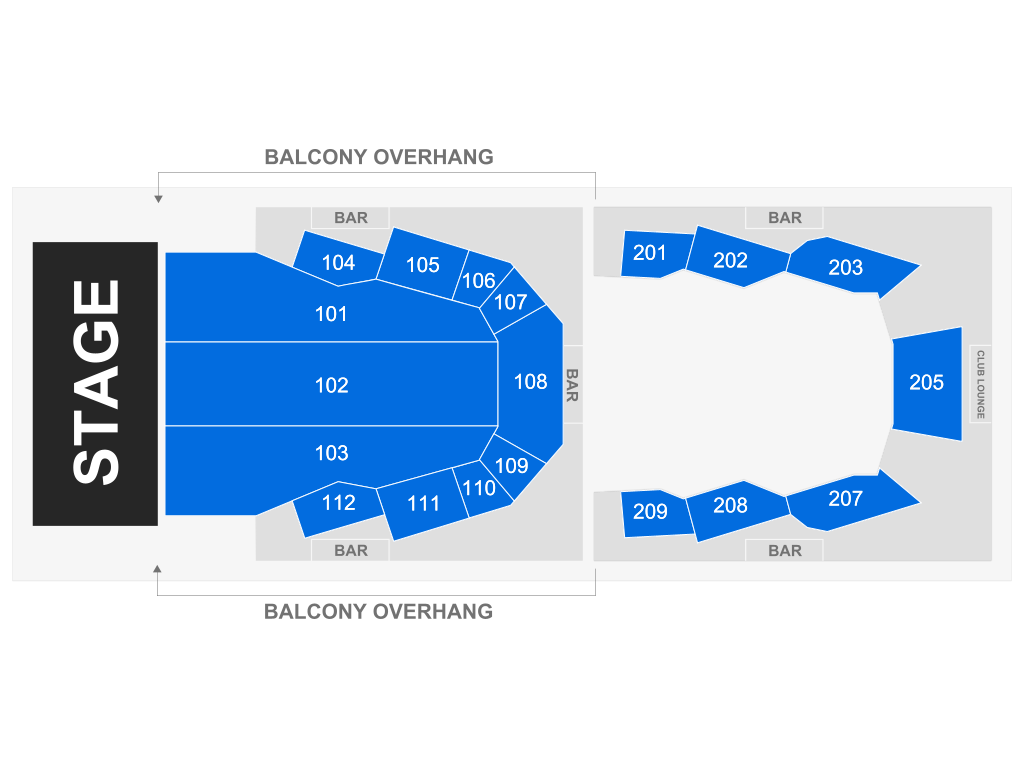 Venue seating chart for Black Jacket Symphony for reference only