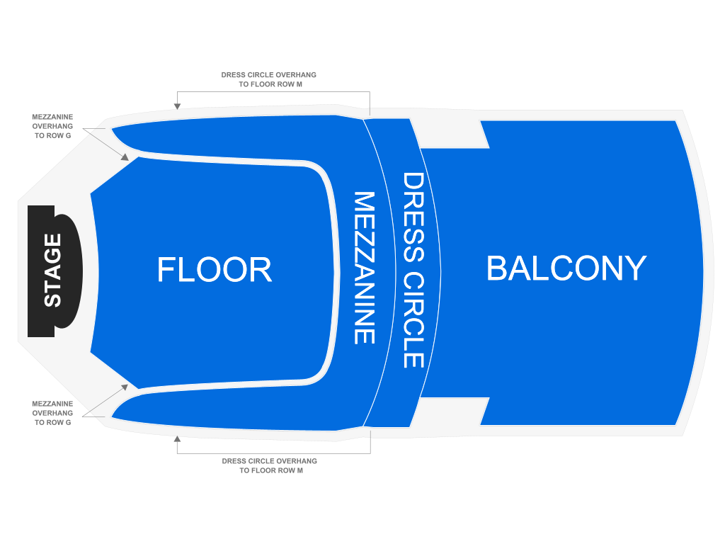Venue seating chart for NUTCRACKER! Magical Christmas Ballet for reference only