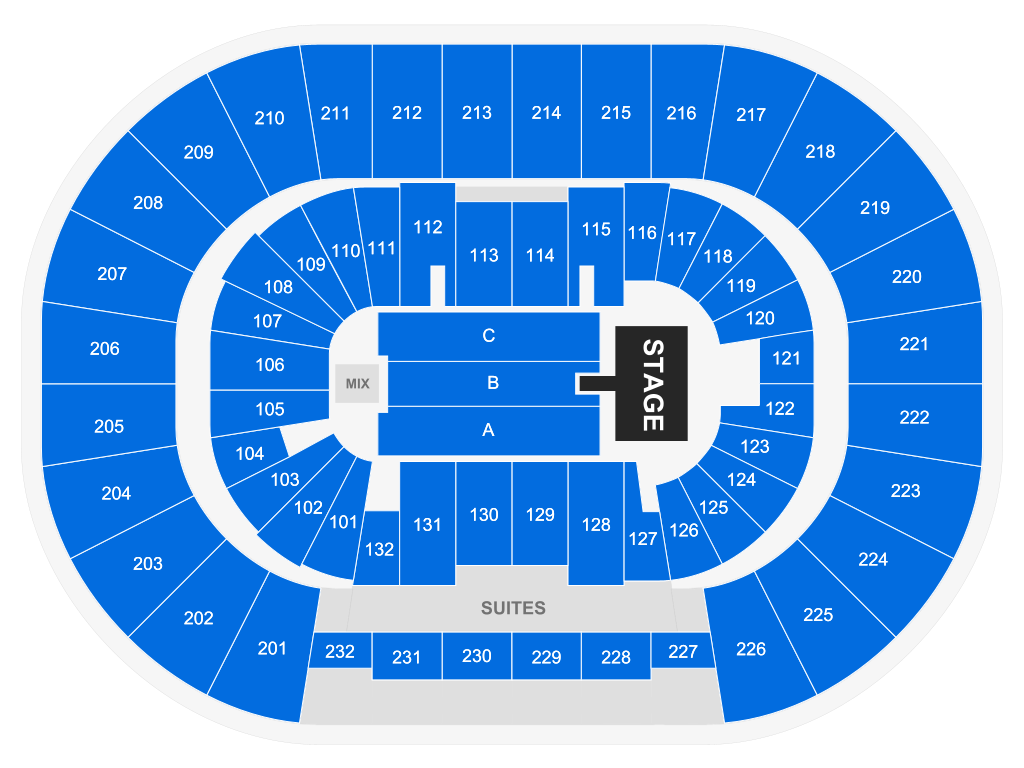 Venue seating chart for 85 South for reference only