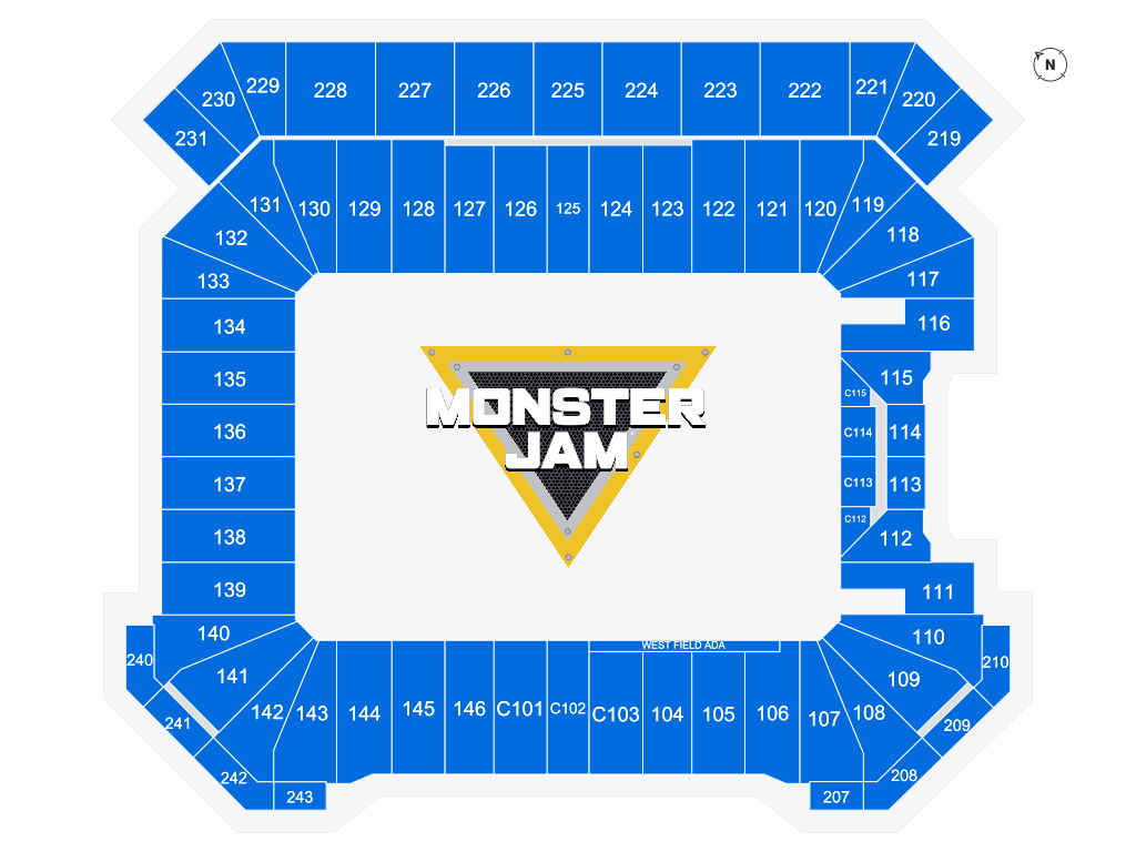 Venue seating chart for Monster Jam for reference only