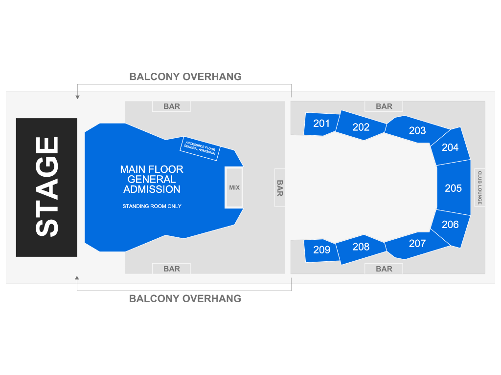 Venue seating chart for Ole 60 for reference only