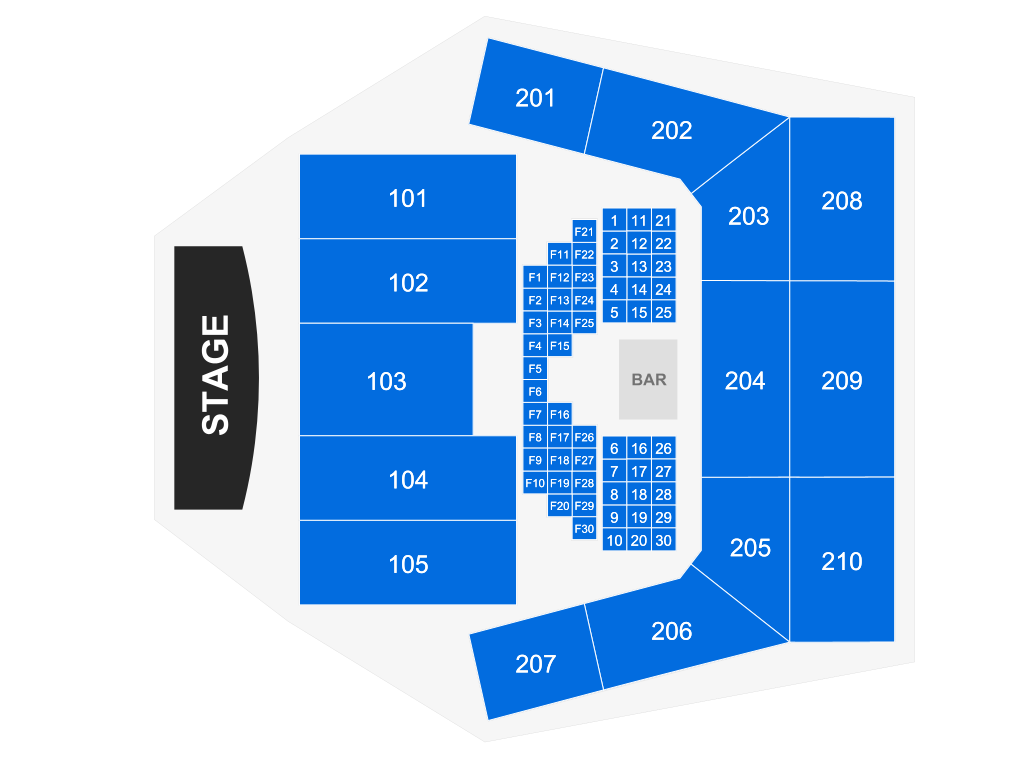 Venue seating chart for KC & the Sunshine Band for reference only
