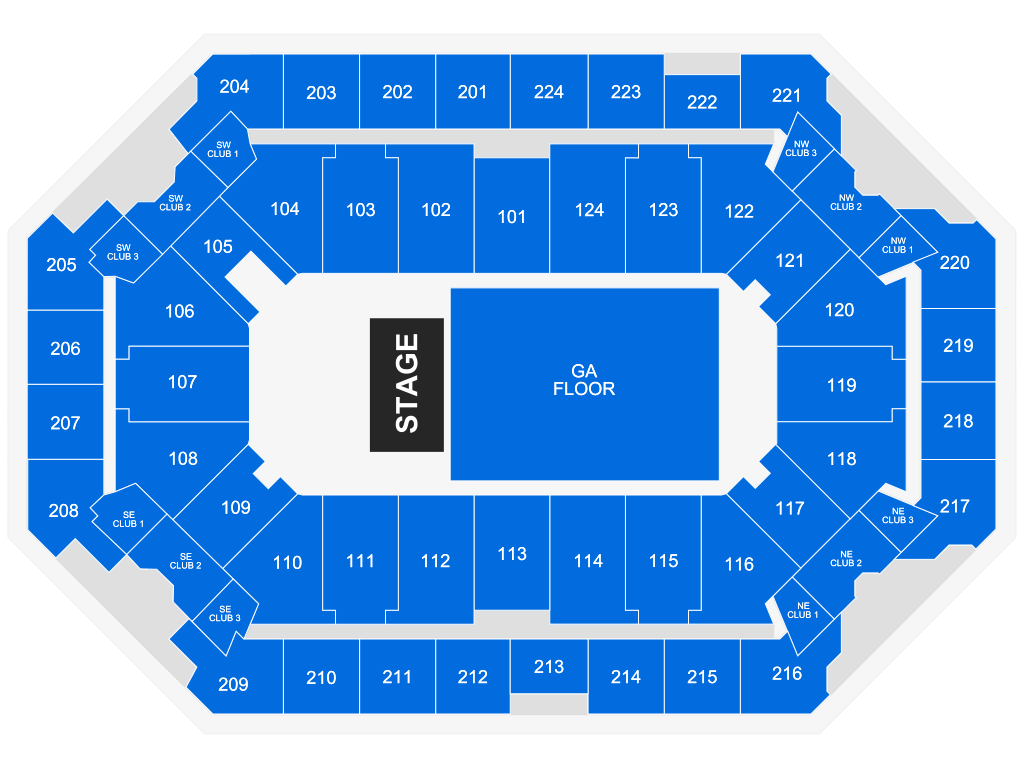 Venue seating chart for A Day To Remember for reference only