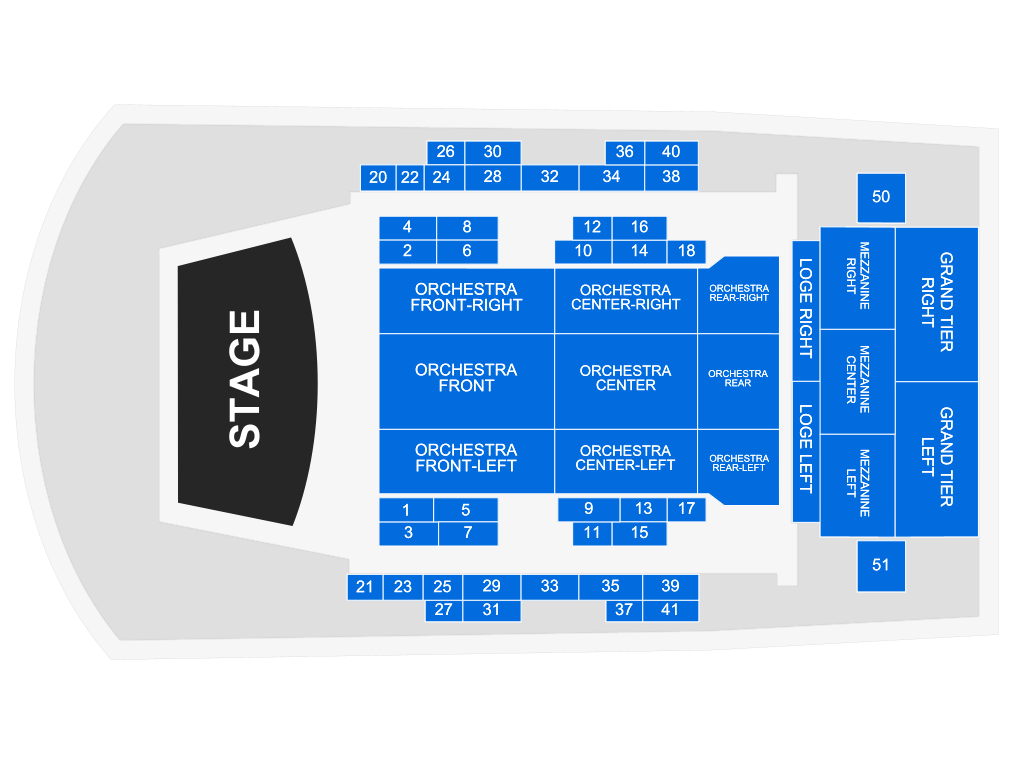 Venue seating chart for Jacksonville Symphony for reference only