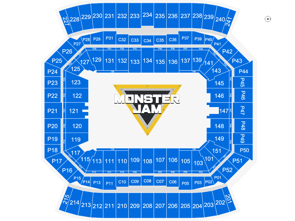 Venue seating chart for Monster Jam for reference only