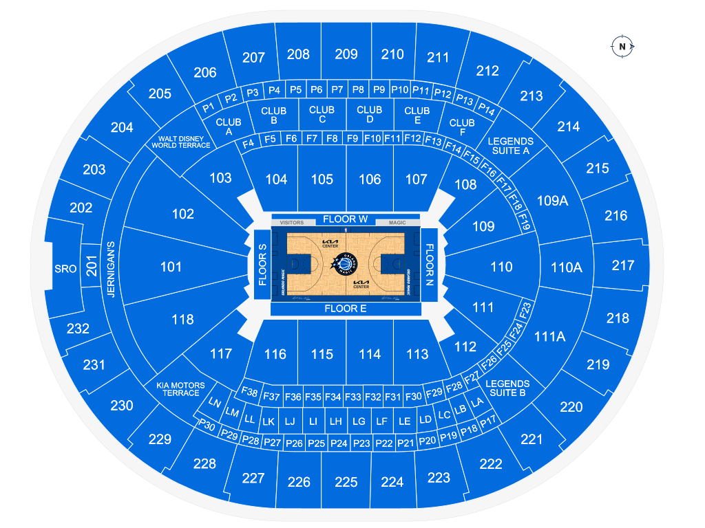 Venue seating chart for Orlando Magic for reference only